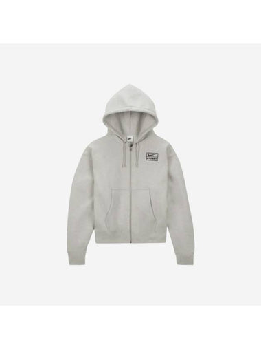 Fleece Zip-Up Hoodie Grey Heather - NIKE - BALAAN 1