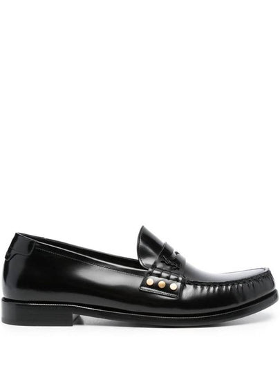 Mocassini Leather Monogram Loafer Black - SAINT LAURENT - BALAAN 2