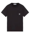 Men's Pisato Effect Logo Patch Pocket Short Sleeve T-Shirt Black - STONE ISLAND - BALAAN 2