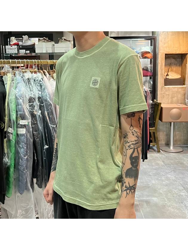 Pisato Effect Logo Patch Short Sleeve T-Shirt Green - STONE ISLAND - BALAAN 4