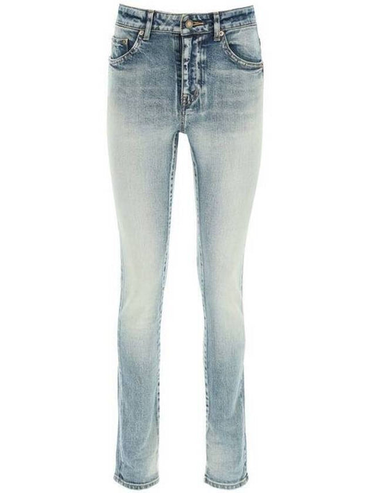 Women's Denim Skinny Jeans Light Blue - SAINT LAURENT - BALAAN 2