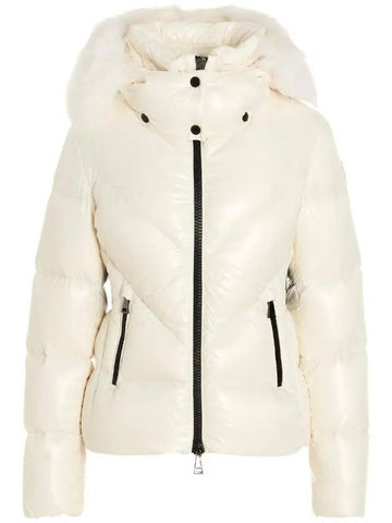 Celac Hood Fur Short Padded Silk White - MONCLER - BALAAN 1