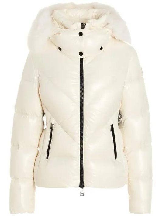 Celac Hooded Fur Short Padding Silk White - MONCLER - BALAAN 1