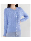 Women's Embroidered Logo Pony Cable Cardigan Blue - POLO RALPH LAUREN - BALAAN 2