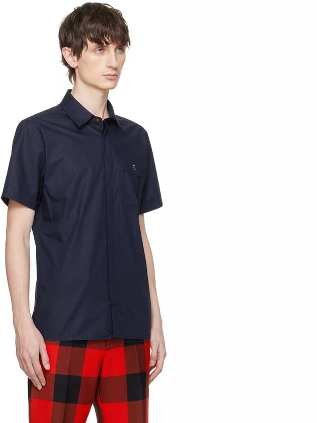 Vivienne Westwood orb logo navy Short Sleeve Shirt - VIVIENNE WESTWOOD - BALAAN 3