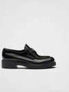 Triangle Logo Chocolate Brushed Leather Loafers Black - PRADA - BALAAN 2