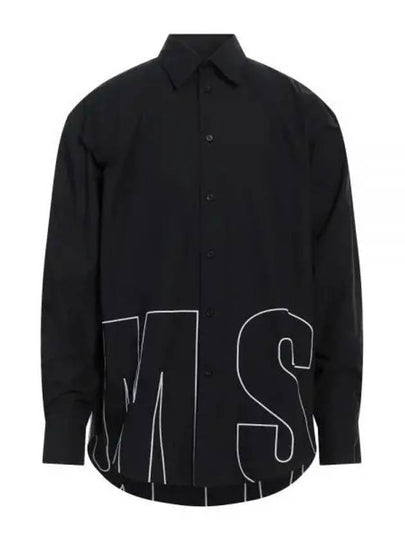 Embroidered Logo Cotton Long Sleeve Shirt Black - MSGM - BALAAN 2