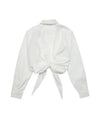 Tie Detail Crop Shirt White - AMI - BALAAN 3