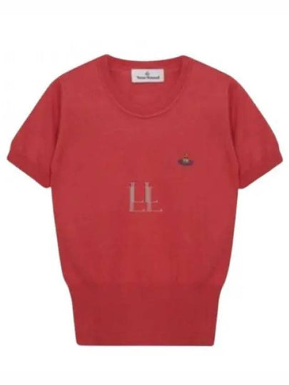 Bea Embroidery Logo Short Sleeve Knit Top Red - VIVIENNE WESTWOOD - BALAAN 2