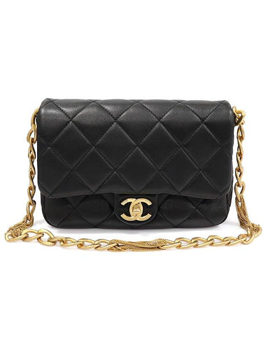 AS4231 Black Lambskin CC Logo Small Flap Chain Shoulder Bag - CHANEL - BALAAN 1