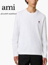 Chain Stitch Heart Logo Long Sleeve T-Shirt White - AMI - BALAAN 2