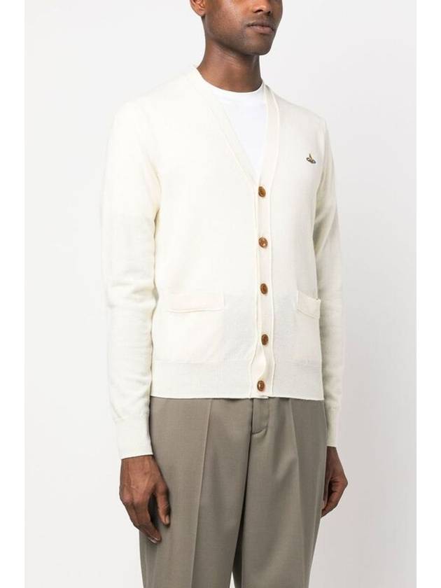 Embroided Logo Button Wool Cardigan Natural - VIVIENNE WESTWOOD - BALAAN 4