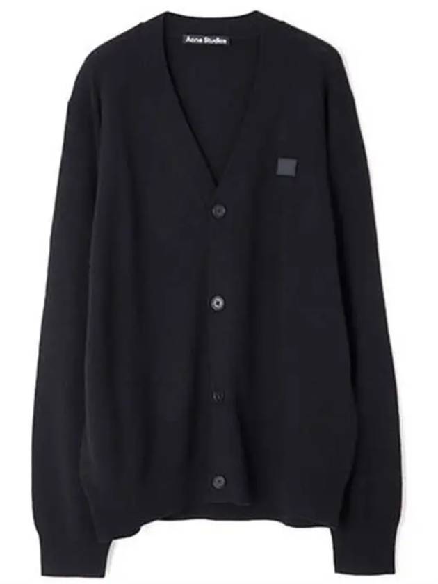 Keve Face Wool V-neck Cardigan Black - ACNE STUDIOS - BALAAN 2