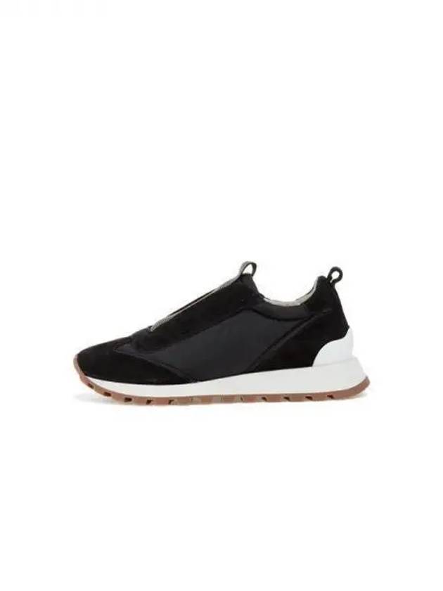 Women s Monili Tongue Padded Patch Sneakers Black 270377 - BRUNELLO CUCINELLI - BALAAN 1