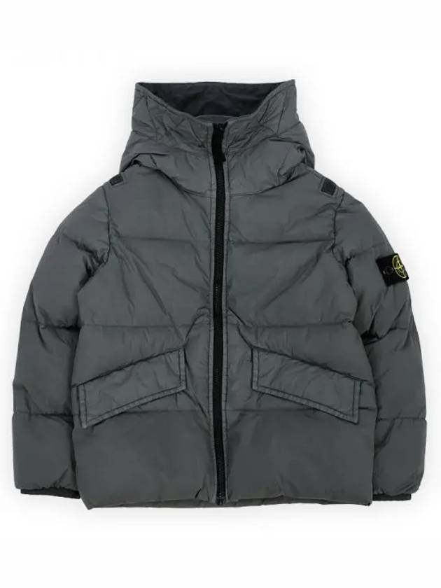 Kids Garment Dyed Crinkle Reps Recycled Nylon Down Padding Pewter Grey - STONE ISLAND - BALAAN 2