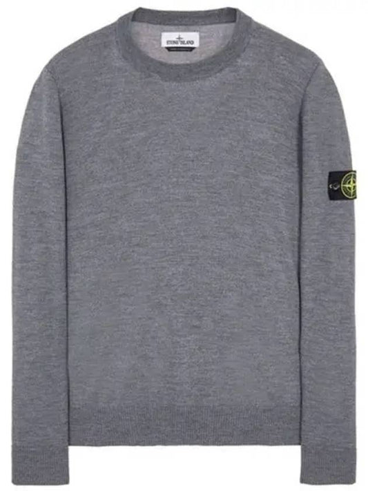 Logo Patch Round Neck Knit Top Grey - STONE ISLAND - BALAAN 2