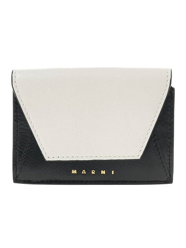 Logo Leather Half Wallet White - MARNI - BALAAN 1