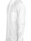 Men's Grosgrain Placket Solid Poplin Long Sleeve Shirt White - THOM BROWNE - BALAAN 4