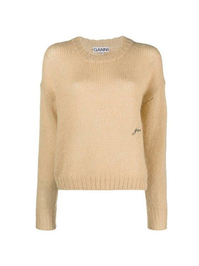 Logo Mohair Knit Top Beige - GANNI - BALAAN 2