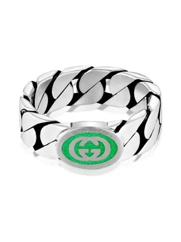 Interlocking G Enamel Ring Silver - GUCCI - BALAAN 3