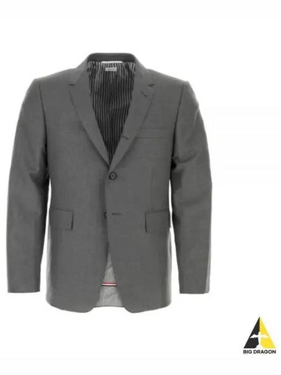 Super 120S Wool Twill Single Breasted Classic Jacket Grey - THOM BROWNE - BALAAN 2