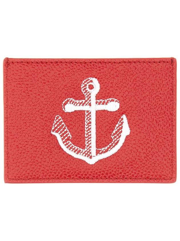 Men's RWB Tab Anchor Card Wallet Red - THOM BROWNE - BALAAN 3