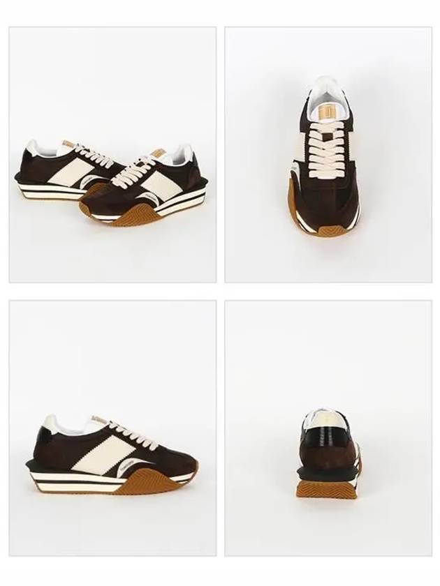 Logo James Panel Low Top Sneakers Brown - TOM FORD - BALAAN.