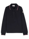 Kids Patch Logo Collar Three Line Cotton Polo Shirt Navy - MONCLER - BALAAN 3