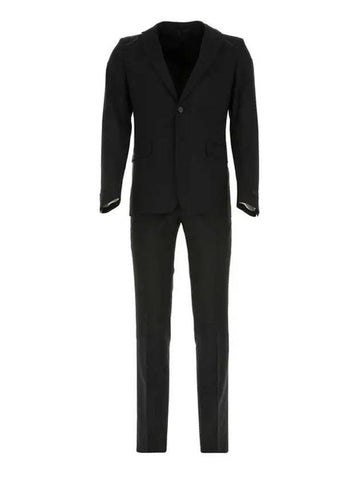 wool mohair single breasted suit black - PRADA - BALAAN.