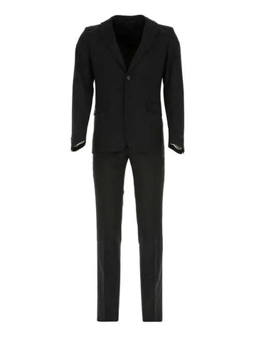 Wool Mohair Single Breasted Suit Black - PRADA - BALAAN 1