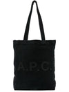 Lou Logo Print Vertical Corduroy Tote Bag Black - A.P.C. - BALAAN 1