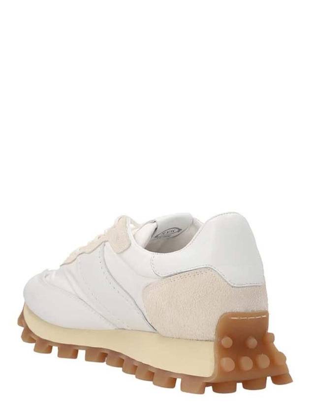 Paneled Lace-up Suede Leather Low Top Sneakers White - TOD'S - BALAAN 3