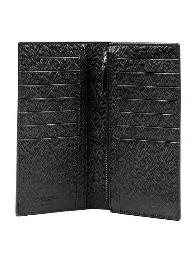 Continental Grain de Poudre Embossed Leather Wallet Black - SAINT LAURENT - BALAAN.