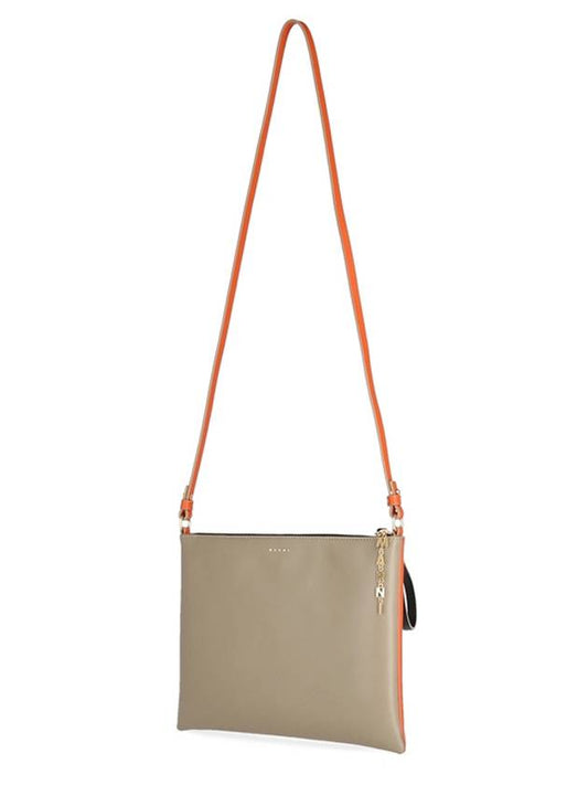 Street Casual Two-tone Leather Cross Bag Beige Orange - MARNI - BALAAN.