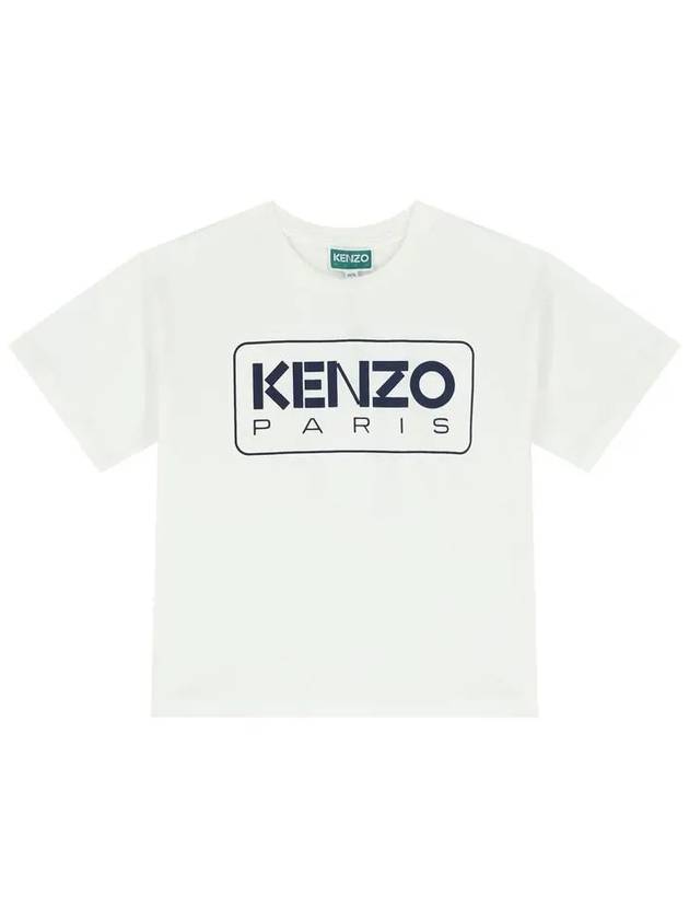 Kids Logo Print Cotton Short Sleeve T-Shirt White - KENZO - BALAAN 3