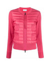 Women's Logo Patch 4 Pocket Arm Logo Cardigan Padded Pink - MONCLER - BALAAN.