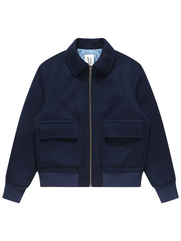 Wool blouson navy - SOLEW - BALAAN 1