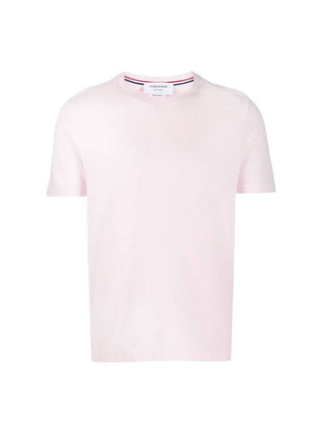 Men s side diagonal striped short sleeve t shirt light pink - THOM BROWNE - BALAAN 1