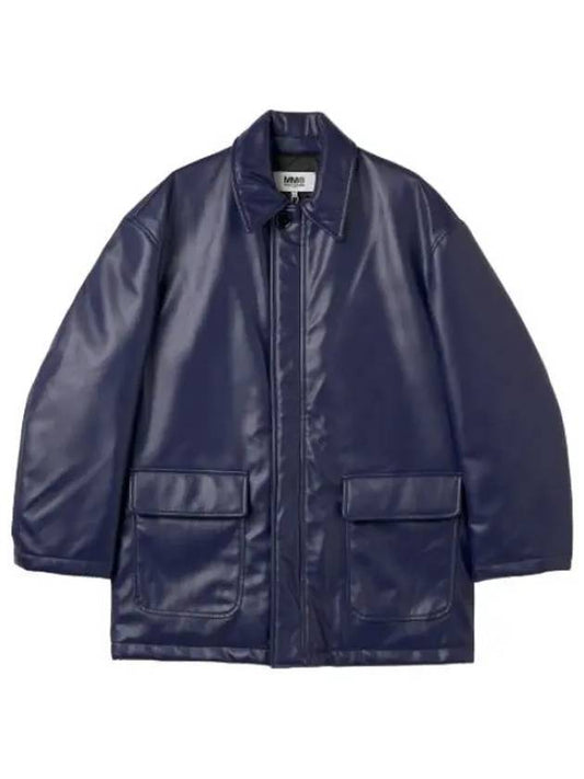 MM6 Sports Leather Jacket Blue Rider - MAISON MARGIELA - BALAAN 1