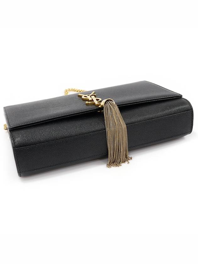 354119 Black Grande Poudre Embossed Gold Tassel Kate Medium Chain Shoulder Bag - SAINT LAURENT - BALAAN 4