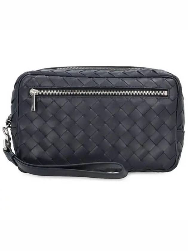 Intrecciato Zipper Leather Pouch Bag Navy - BOTTEGA VENETA - BALAAN 2