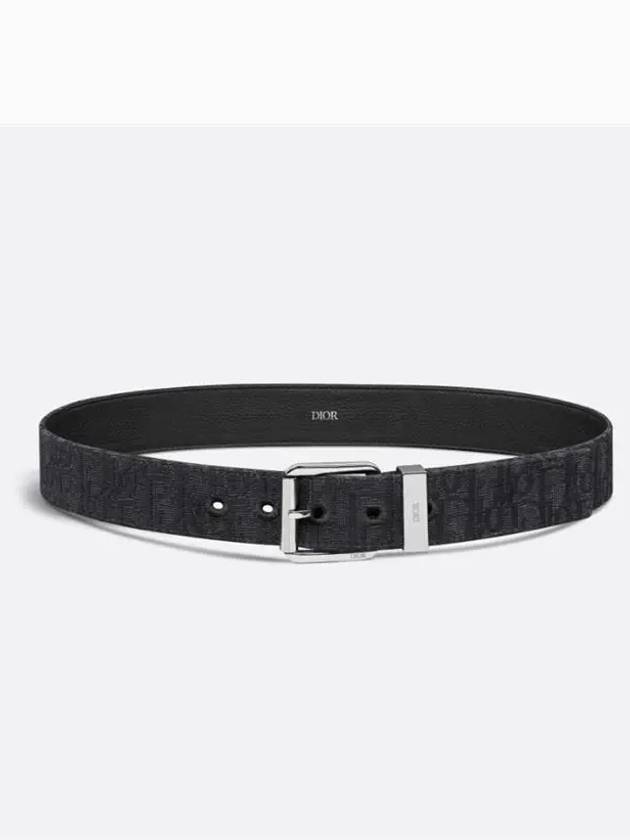 Logo Jacquard Leather Belt Black - DIOR - BALAAN 3