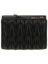 Logo Zipper Leather Card Wallet Black - MIU MIU - BALAAN 4