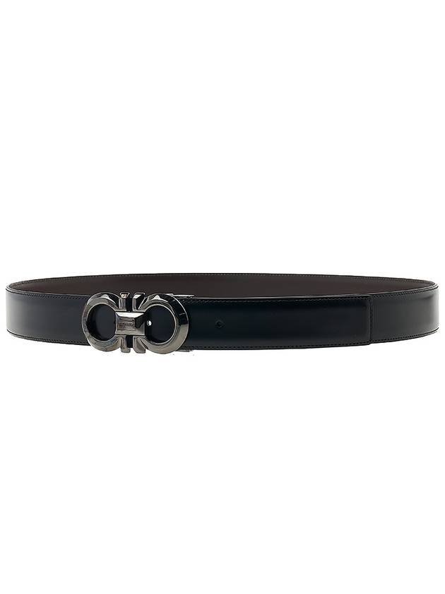 Reversible Adjustable Gancini Leather Belt Black Dark Brown - SALVATORE FERRAGAMO - BALAAN 6