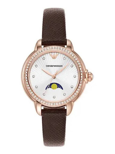 Women’s Moon Phase Leather Watch Brown - EMPORIO ARMANI - BALAAN 1