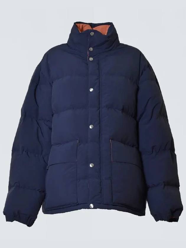 High Neck Padded Quilted Down Jacket Navy - JIL SANDER - BALAAN 4