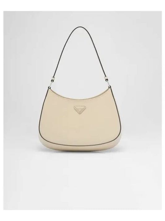 Triangular Logo Cleo Brushed Leather Shoulder Bag Desert N - PRADA - BALAAN.