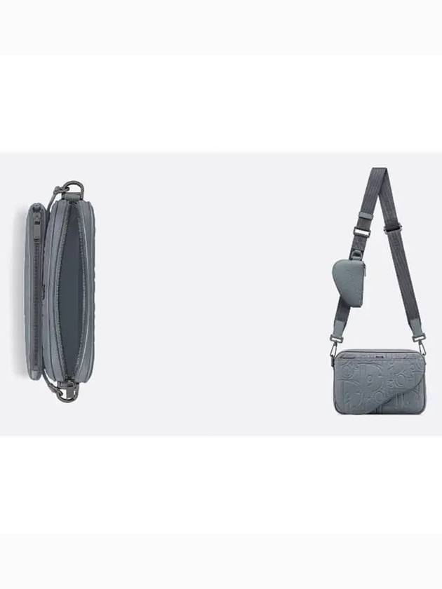 Saddle Triple Embossed Logo Cross Bag Grey - DIOR - BALAAN 5