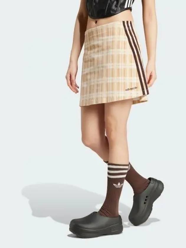 Tartan Check Corduroy A-Line Skirt Beige - ADIDAS - BALAAN 2