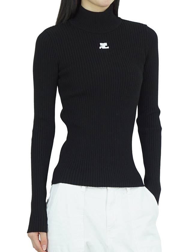 Mockneck Rib Knit Top Black - COURREGES - BALAAN 3